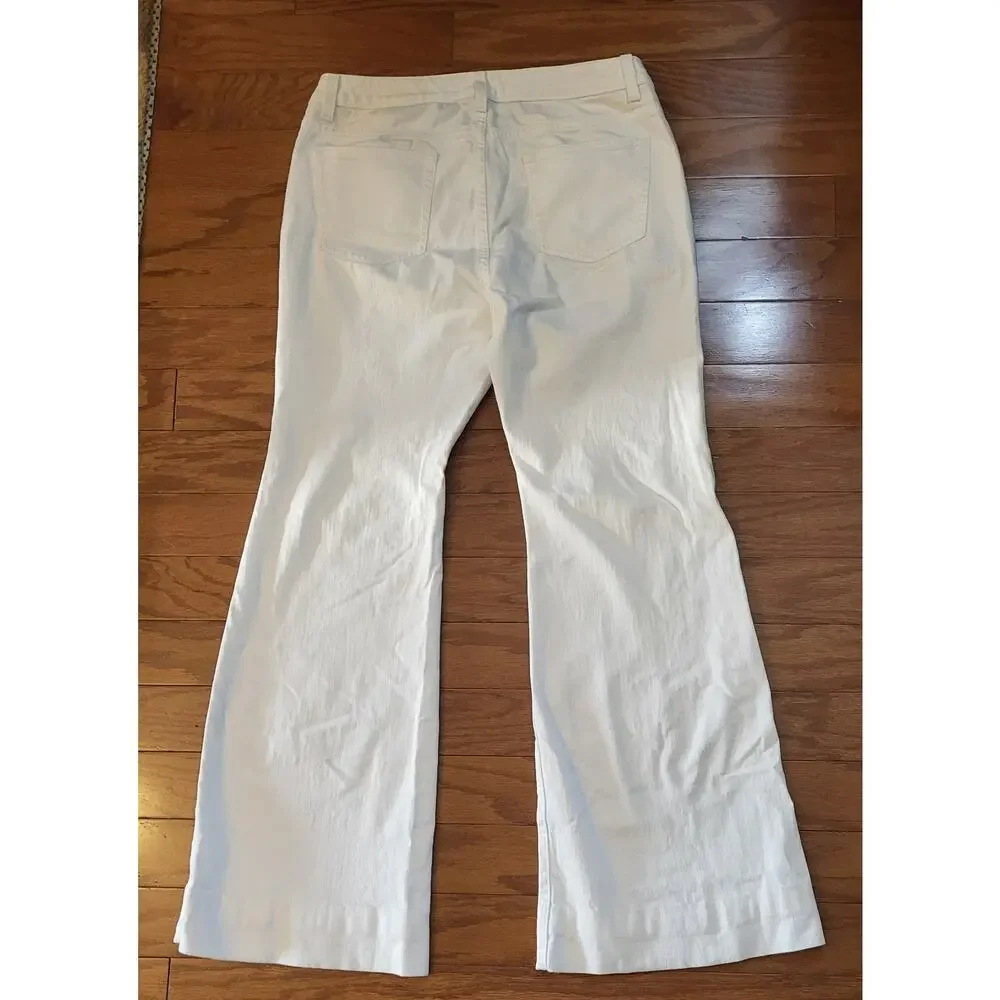 Michael Kors Womens Selma Flare Jeans Pants White Wide Leg Size 10